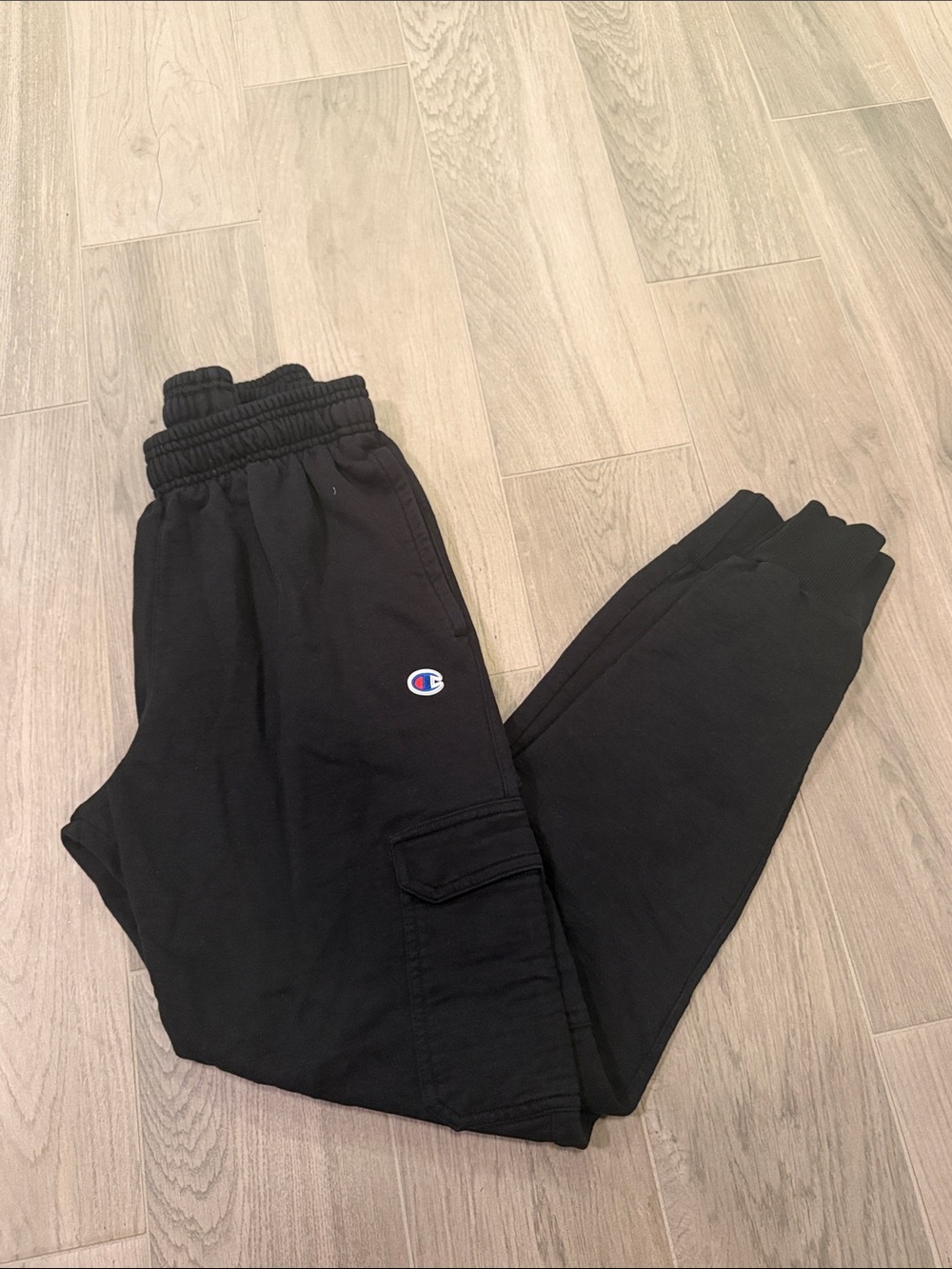 Champion Men’s Black Cargo Joggers with Logo Size M